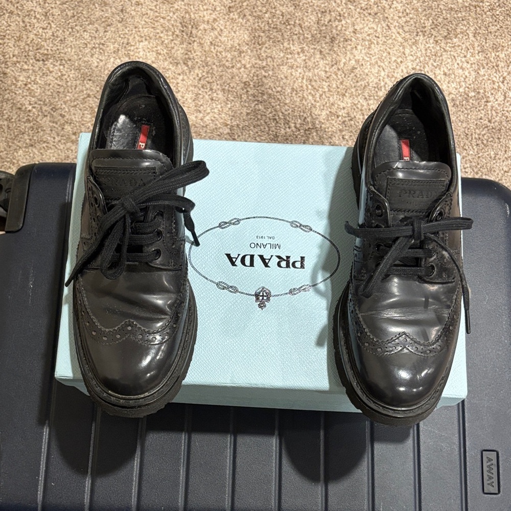 Prada Womens Black Leather Shoes